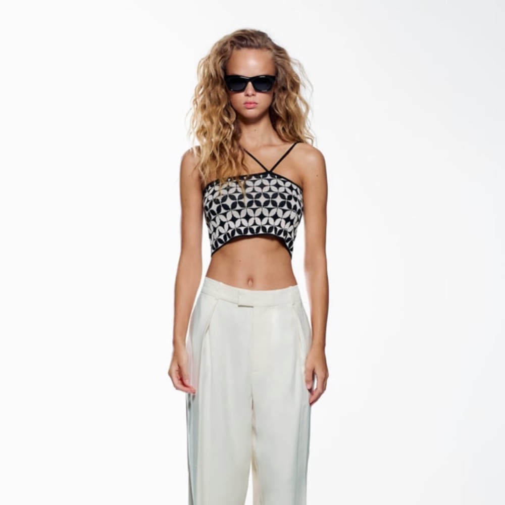 Zara Geometric Knit Top